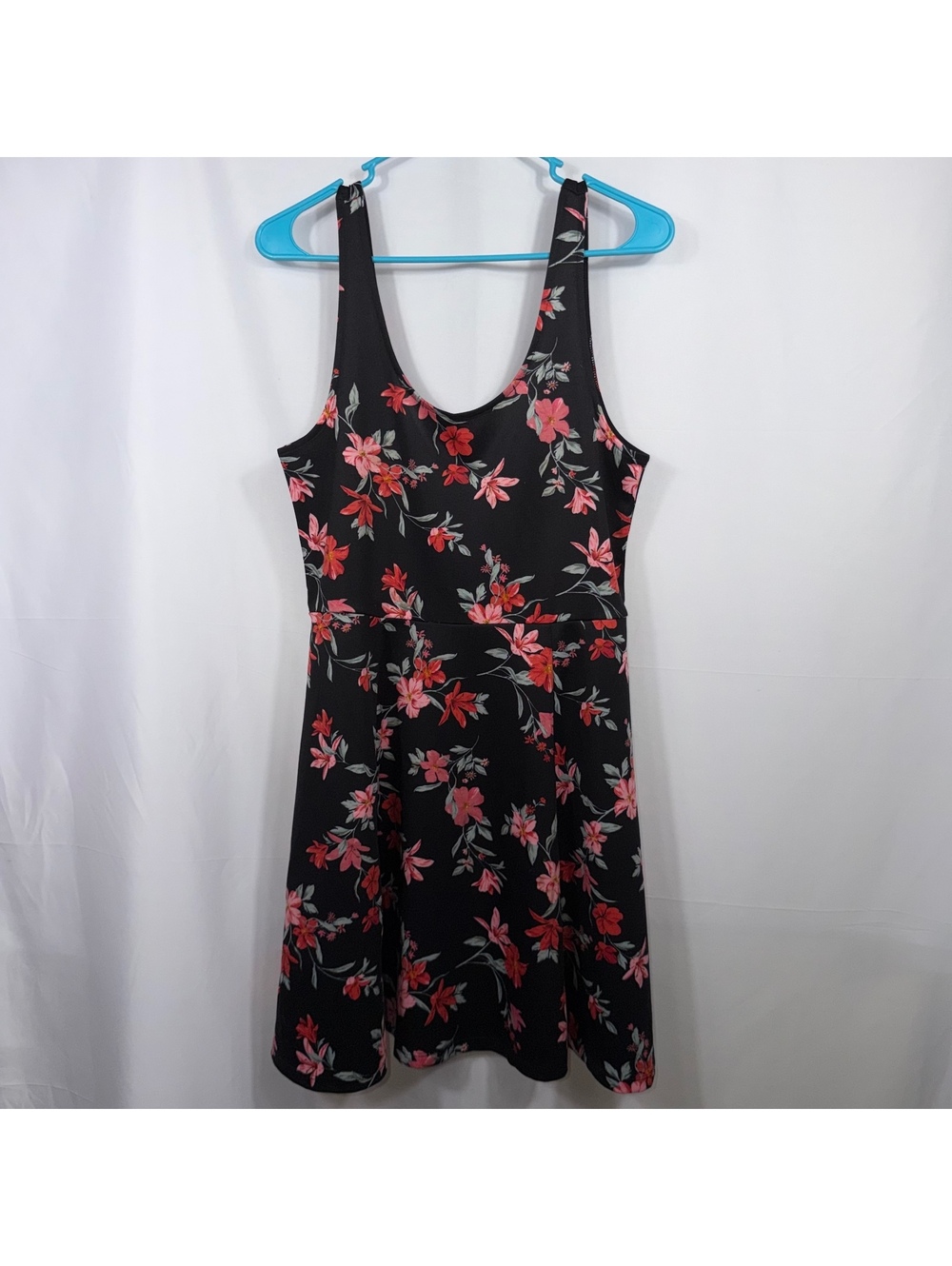 H&M Divided Size 12 Black Floral Fit & Flare Dress